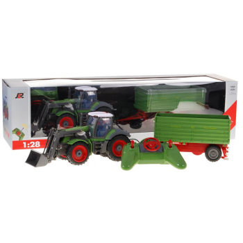 Traktor z koparką i przyczepą dla dzieci 3+ Zdalnie sterowany + Ruchome elementy Zielony